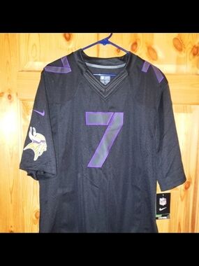 Nike Black and Purple Football Jersey #7